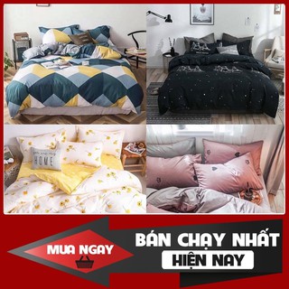 Bộ chăn ga gối đệm cotton poly nhập khẩu bộ 4 món :1 vỏ Chăn, 1 ga chải giường, 2 vỏ gối