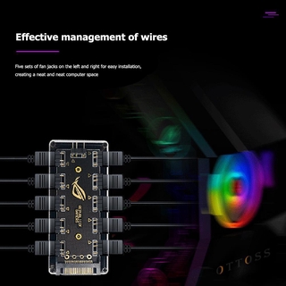otto  10 Ports RGB Fan HUB PC Desktop SATA Power 5V 3PIN ARGB Extension Splitter