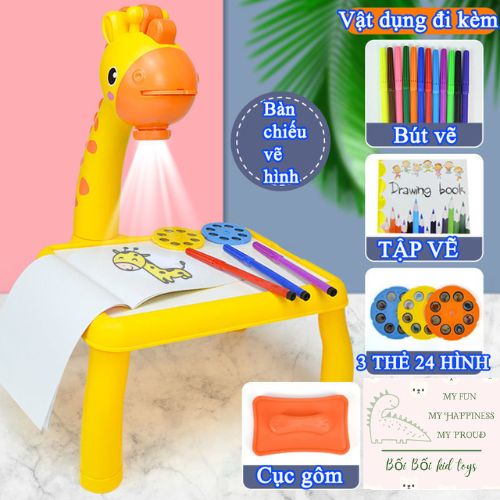 Bàn vẽ có đèn chiếu sáng thông minh, đồ chơi phát triển trí tuệ có máy chiếu đa năng 24 hình cho Bé tập vẽ theo hình