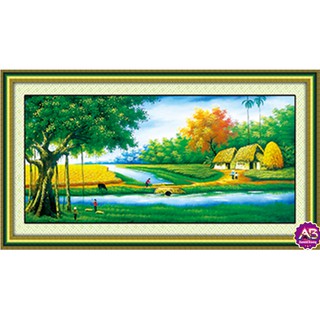 Tranh Đính Đá ABC 3D Phong Cảnh Ruộng Đồng DF191 (KHÁCH TỰ ĐÍNH) KT:130X66CM