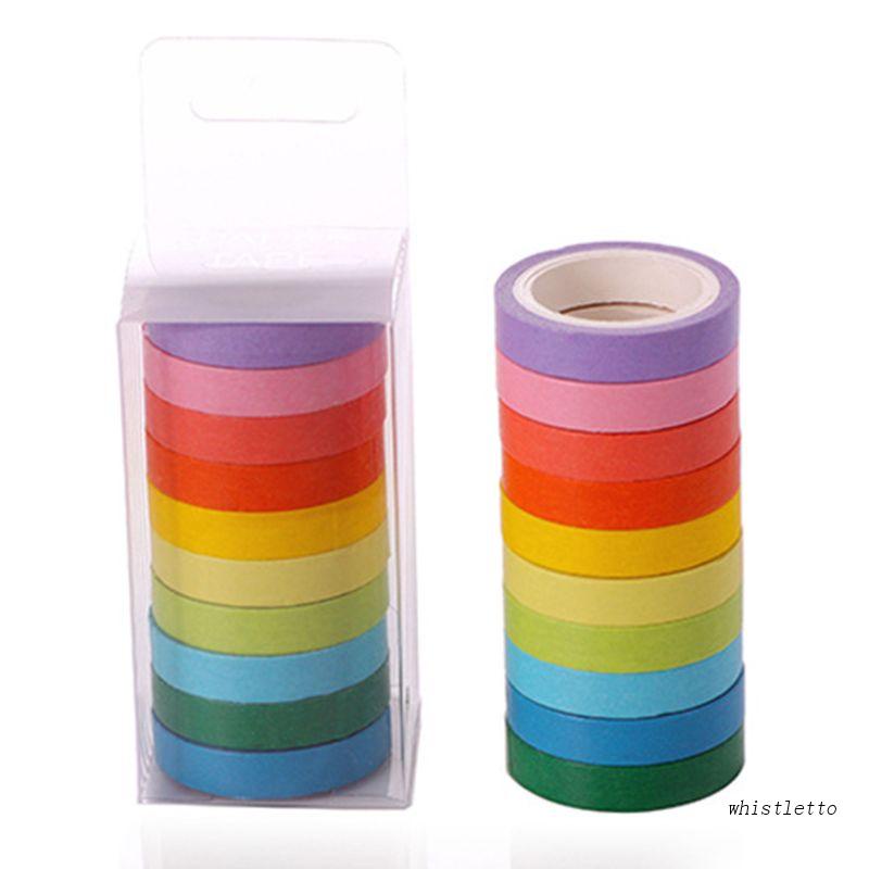 Set 10 Cuộn Băng Dính Washi Hình Bánh Macaron Trang Trí Sổ Tay DIY