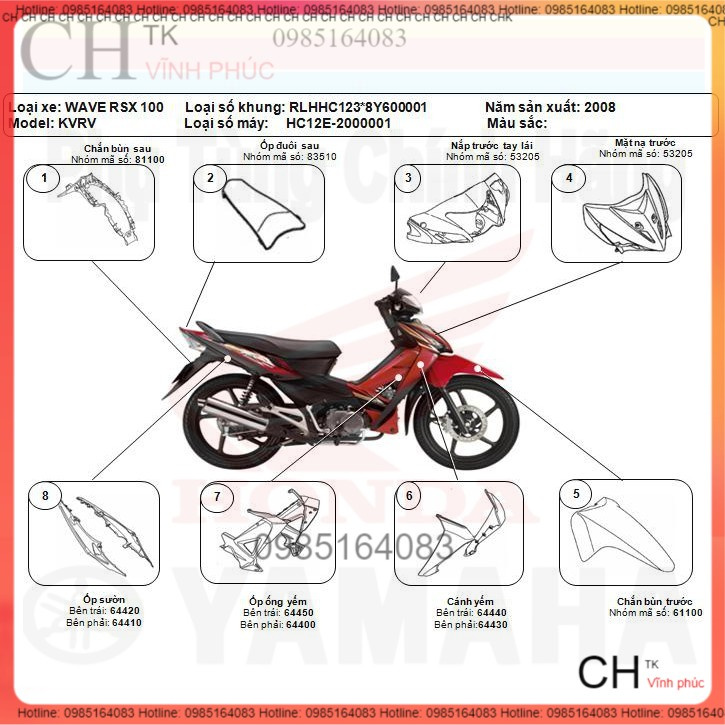 Dàn áo xe máy wave rsx hàng honda chính hang