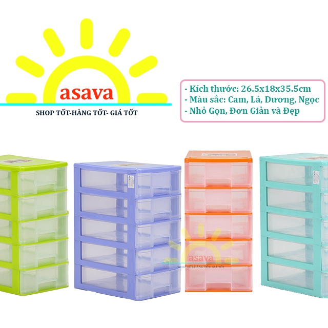 Tủ Nhựa Mini 5 Ngăn: Đựng Đồ Y Tế, Văn Phòng Phẩm, Mỹ Phẩm Đồ Dùng Nhỏ- Gọn Xinh, Tiện Dụng- Gia Dụng Asava