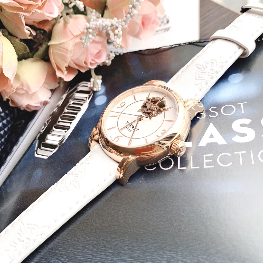 Đồng hồ Nữ chính hãng Tissot Lady Heart/Hở tim Automatic T050.207.37.017.04-Máy cơ tự động-Dây da cao cấp-Size 35mm