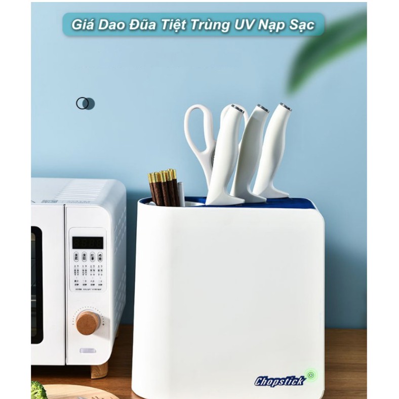 Kệ dao đũa diệt trùng khuẩn UV, giá đỡ nạp sạc bằng cổng USB.