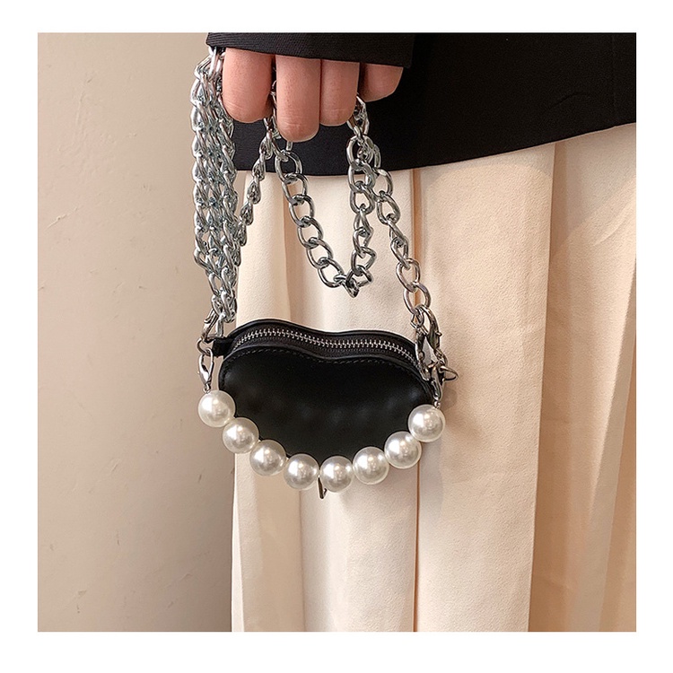 Túi Đeo JASMIN NOIR Chéo Da PU Hình Trái Tim Nhỏ Phối Dây Xích Thời Trang Nữ Sành Điệu