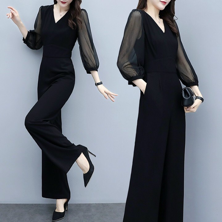 Jumpsuit tay lưới thời trang sang trọng