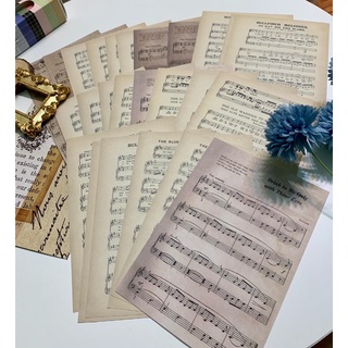 Giấy nền khổ nhạc cổ điển 30 tờ trang trí sổ tay, vintage, bullet journal
