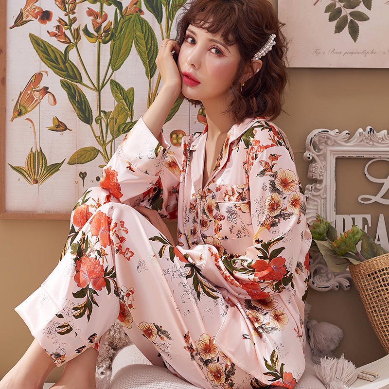 Bộ Đồ Ngủ Mặc Nhà Pajamas Lụa Họa Tiết Hisexy PTH1