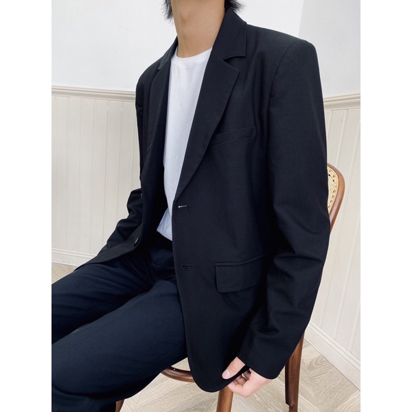 Áo vest blazer nam VÂU màu đen cơ bản áo khoác công sở trẻ trung dài tay 1 lớp và 2 lớp phong cách Hàn Quốc