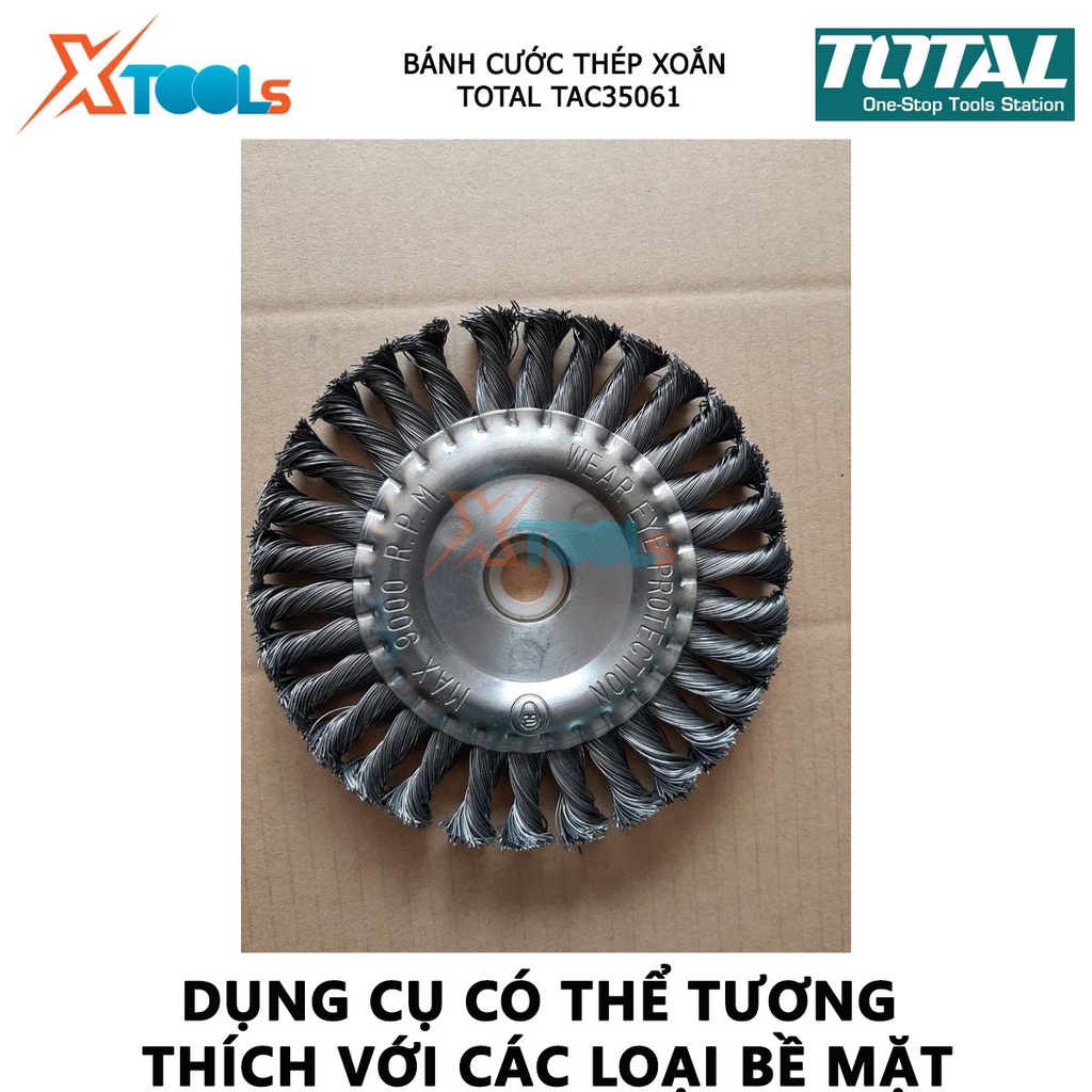 Bánh cước thép xoắn TOTAL TAC35061 bánh mài cước Đường kính 150 mm, Lỗ cốt 25.4 mm, kèm theo vòng tròn sắt 22.2mm &amp; 16mm