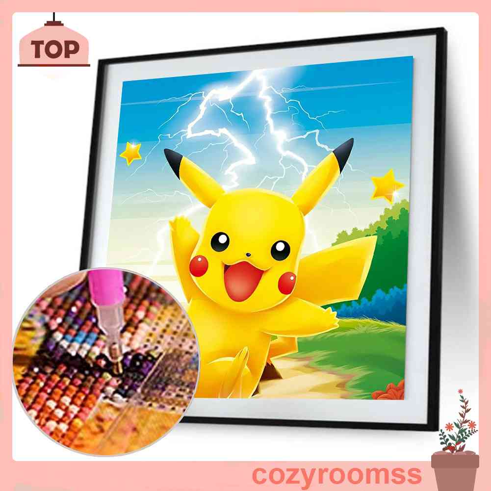 Tranh Đính Đá Kim Cương Toàn Bộ 5D DIY Hình Pikachu