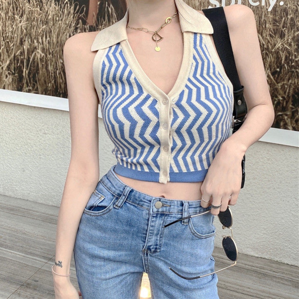 Áo Sơ Mi Cổ polo Hở Lưng Phong Cách Mới Xuân Hè