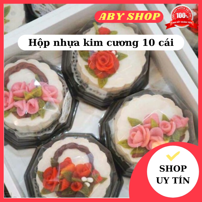Hộp nhựa kim cương 10 cái ⚡ LOẠI TỐT ⚡ hộp nhựa dùng đựng bánh trung thu đẹp và sang trọng