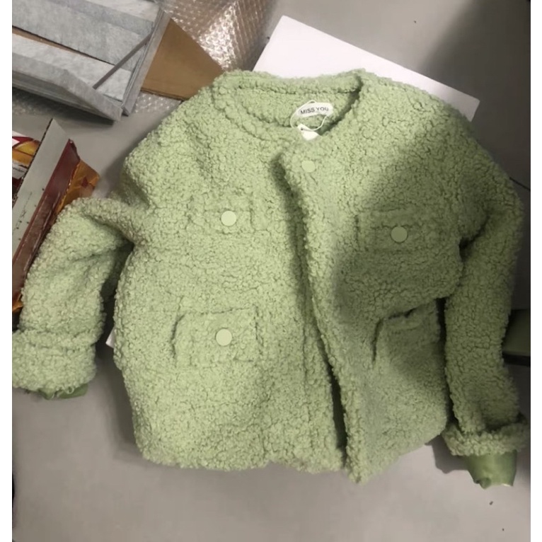 Áo Khoác Lông Cừu Ulzzang Chất Dày Dặn Siêu Ấm Áp Cho Nữ