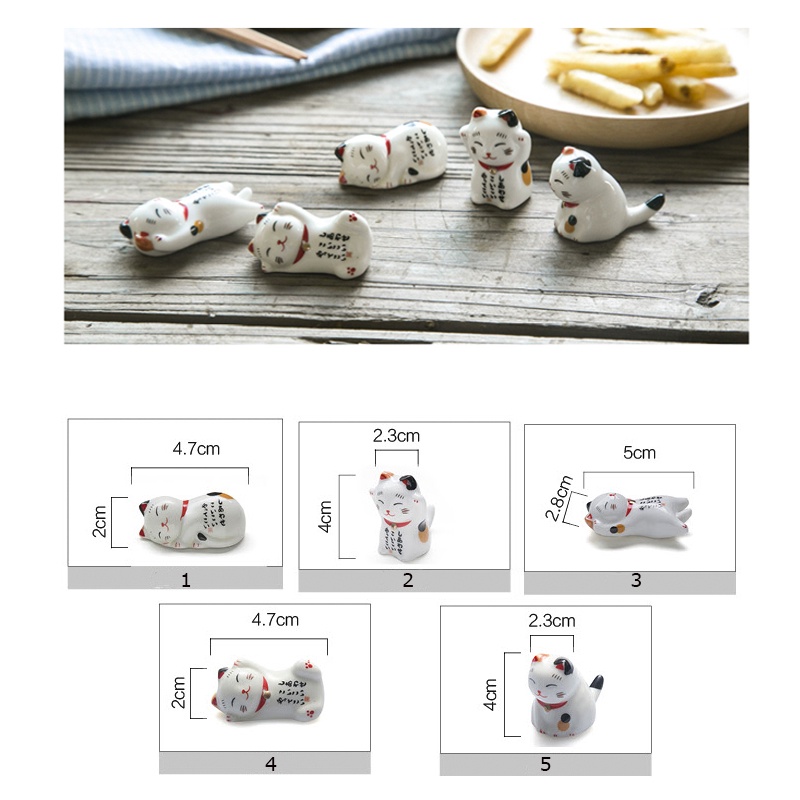 SWEEJAR Giá đỡ đũa  bằng gốm sứ hình mèo may mắn dễ thương