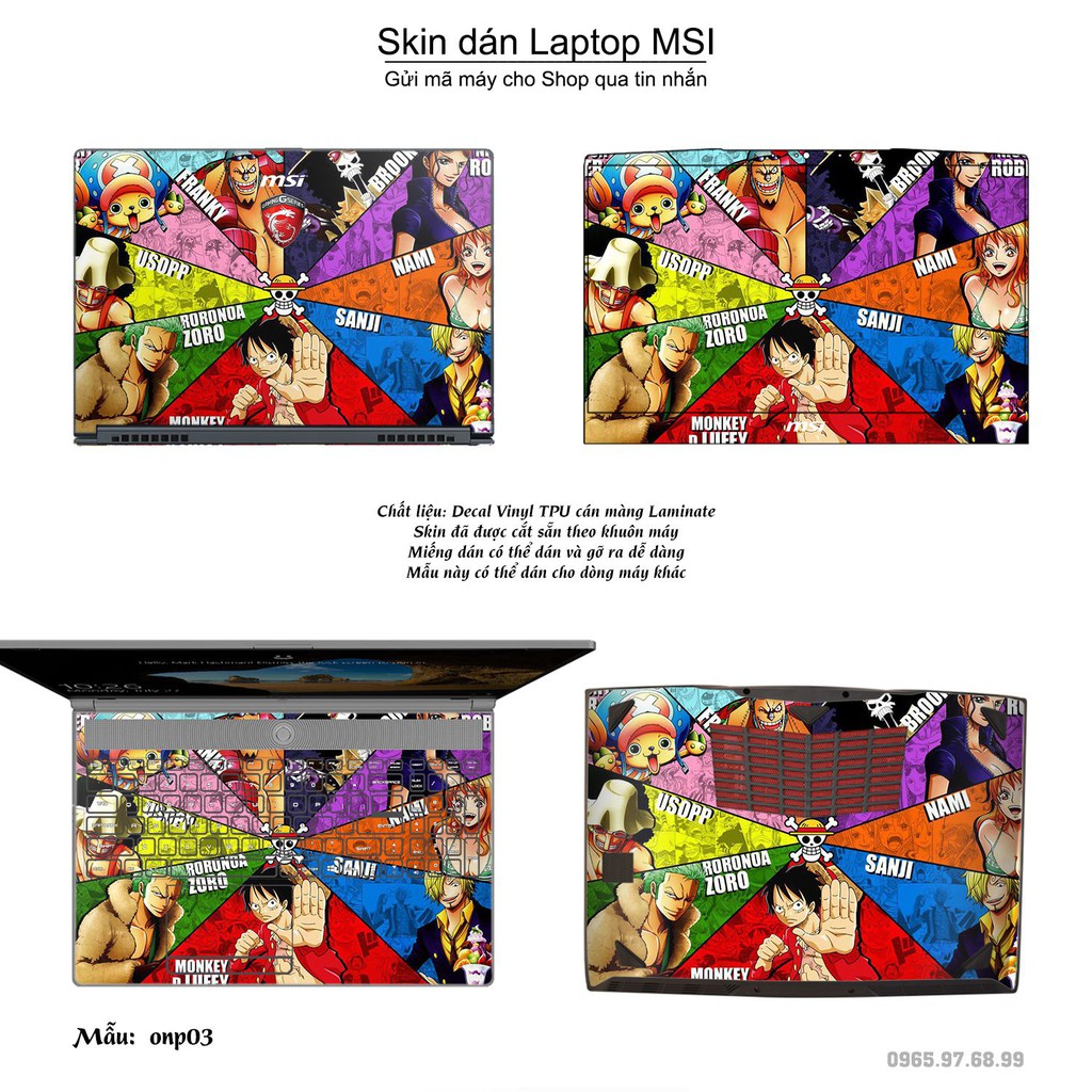 Skin dán Laptop MSI in hình One Piece (inbox mã máy cho Shop)