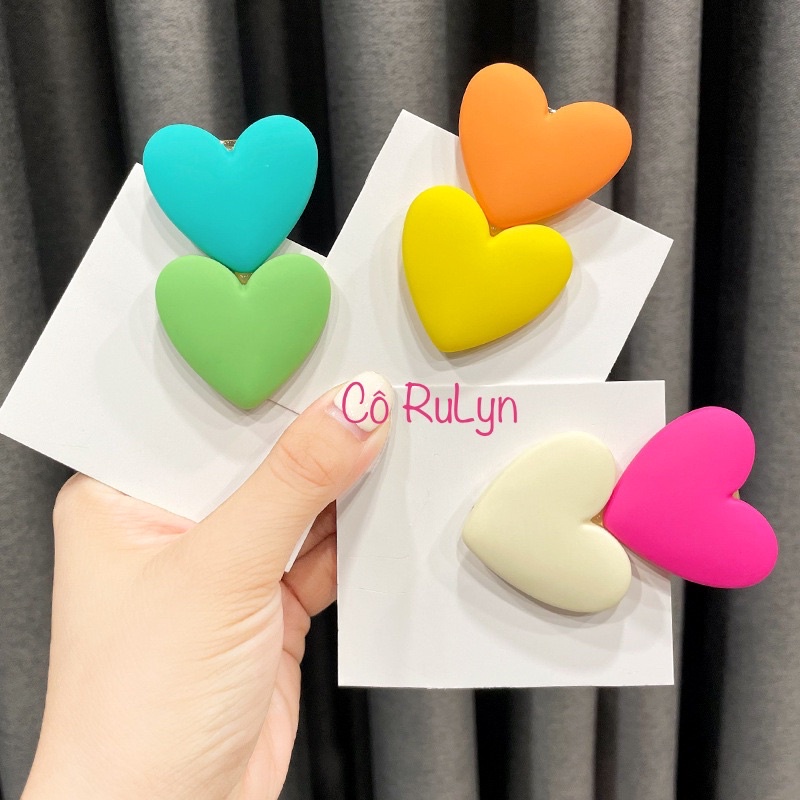 Kẹp Mái Hình Trái Tim Hàn Quốc, Kẹp Mái Nhiều Màu Sắc Siêu Dễ Thương