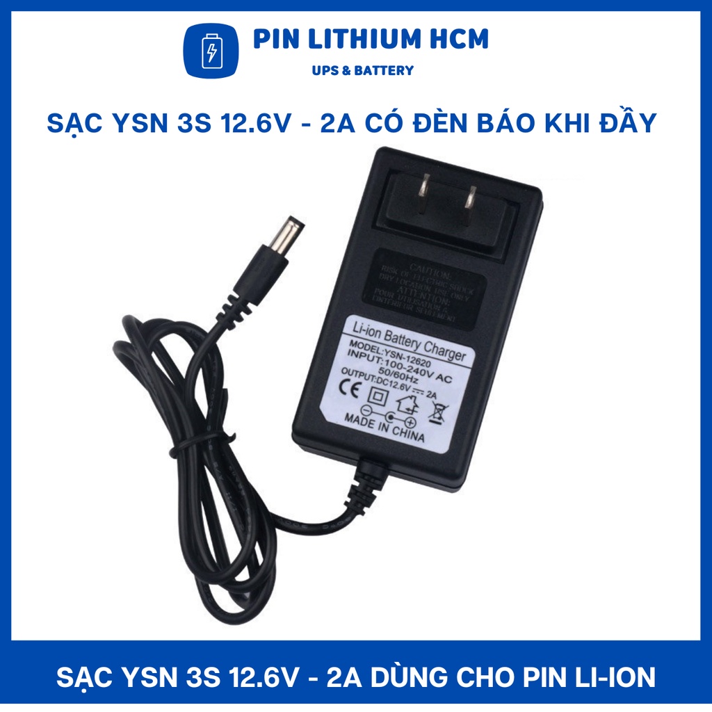 Sạc 3S 12.6V - 2A YSN dùng cho Pin Li-ion , Có Đèn Báo Khi Đầy Pin