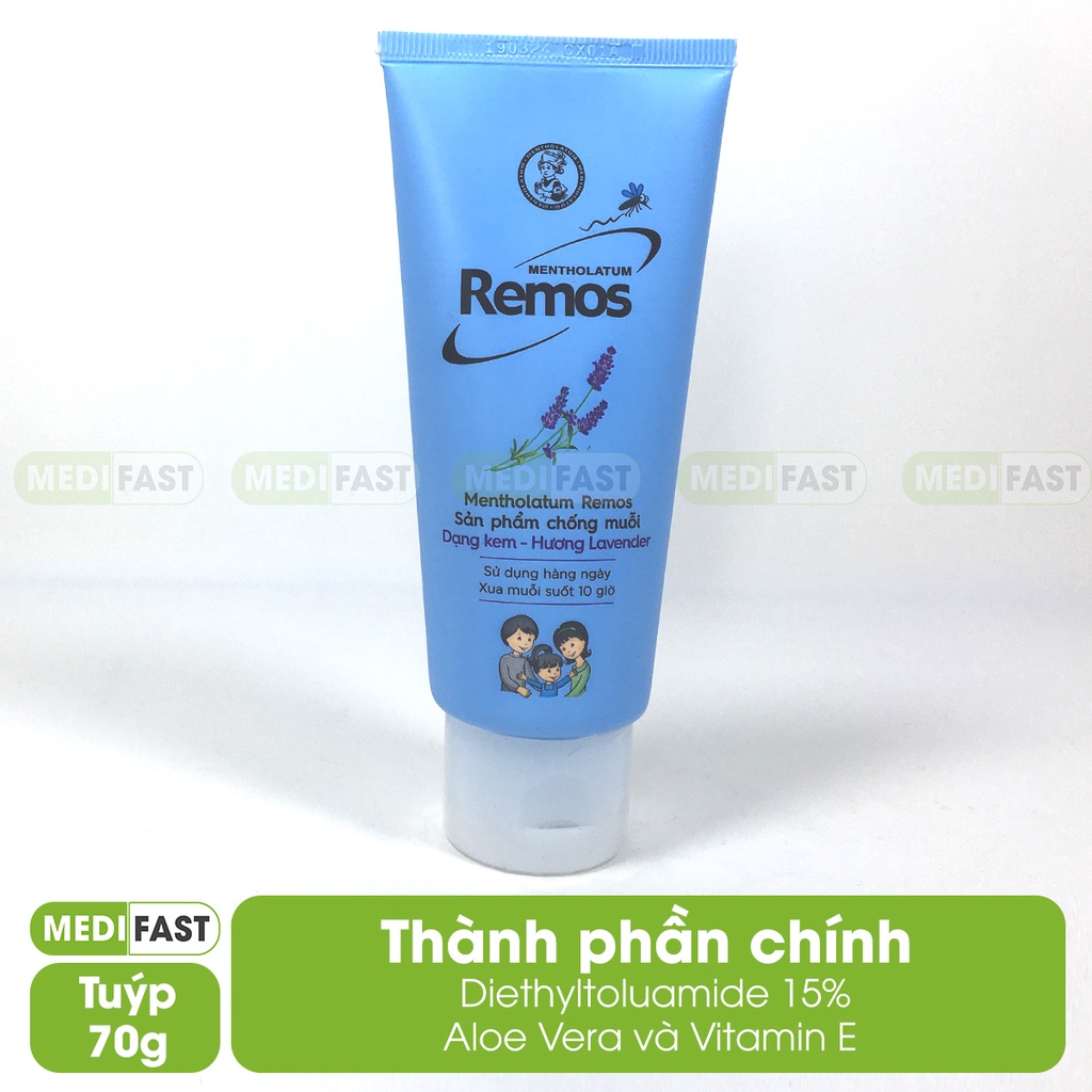 Chống muỗi dạng kem và xịt Remos hương lavender, sả chanh, cam ngăn côn trùng đốt an toàn cho trẻ em người lớn