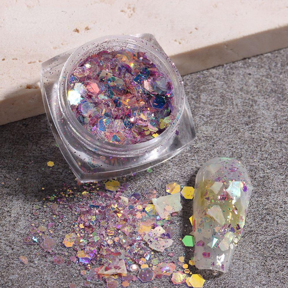Hộp Sequin Lục Giác Lấp Lánh Hình Lục Giác Trang Trí Móng Nghệ Thuật