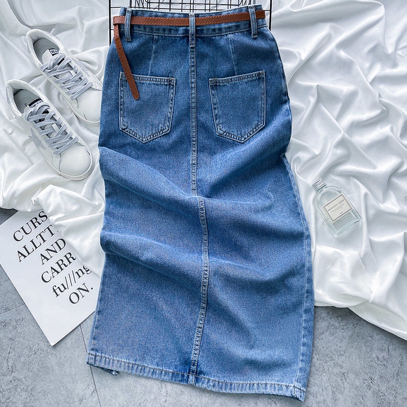 Jiashucheng Chân Váy Denim Xẻ Tà Lưng Cao Ôm Dáng Thời Trang Mùa Hè Năm Mới Cho Nữ