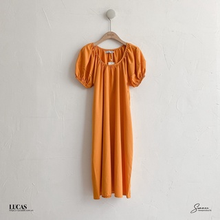 Váy cam cổ vuông tay bồng cộc thân basic