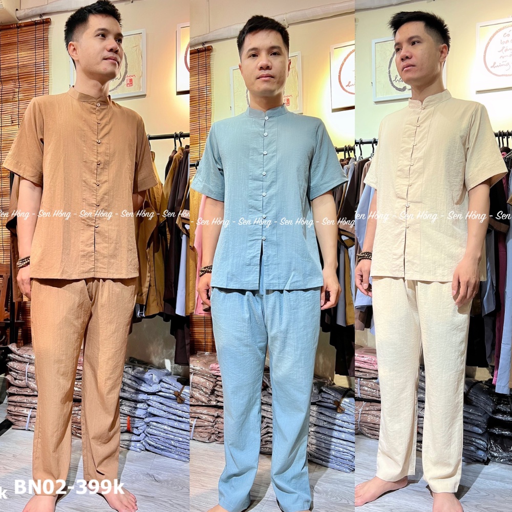 ĐỒ BỘ NAM ĐŨI NHẬT - Bộ Phật tử cư sĩ nam mặc nhà đi lễ, thiền hành đều thoải mái # đồ bộ trung niên nam BN02