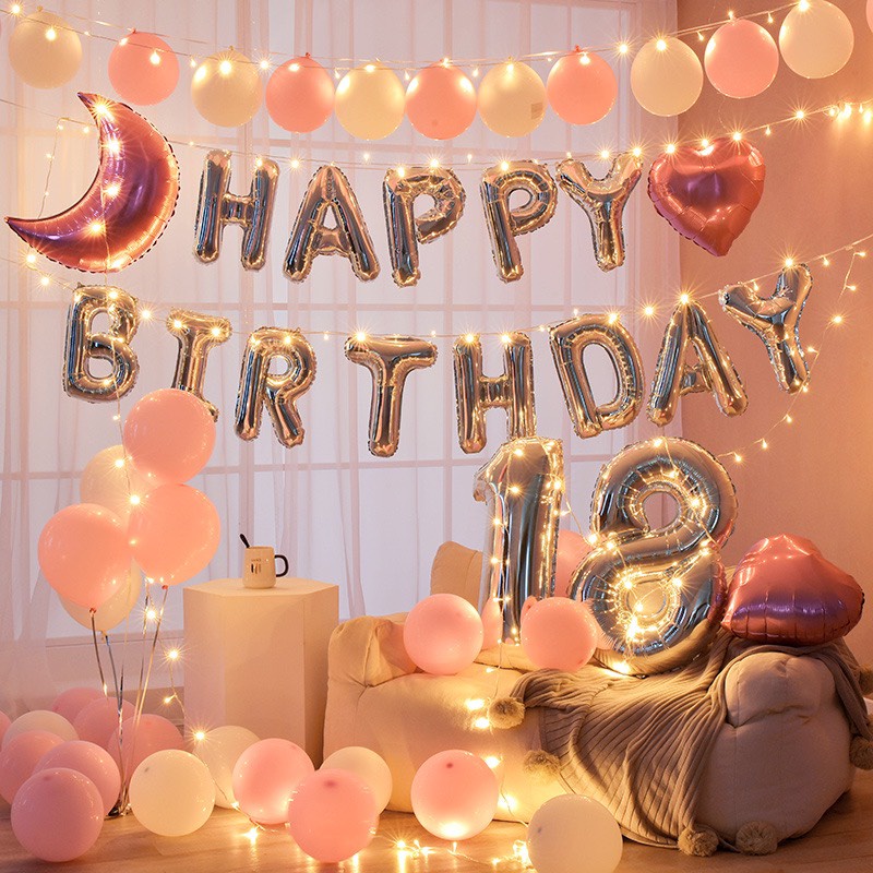 Set Bong Bóng Trang Trí Sinh Nhật, Happy Birthday Siêu Đẹp Dễ Làm Đầy Đủ Đồ Cho Người Lớn, Em Bé ( Tặng Kèm 02 số) NL01