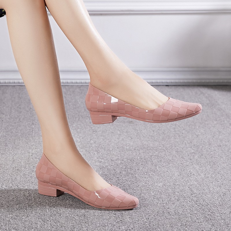 {Tặng cọ tô son} Giầy nhựa cao su siêu đẹp chuẩn loại 1 chịu nước đi mưa, đi biển, dạo phố kẻ ô vuông GN09