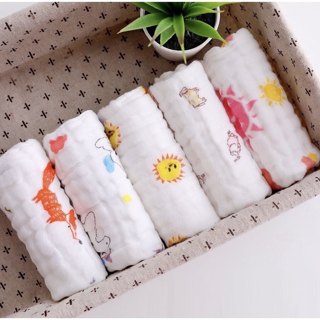 Set 5 Khăn Tam Giác, Khăn Xô 6 Lớp Kiluta Cho Bé Babibu - YXK