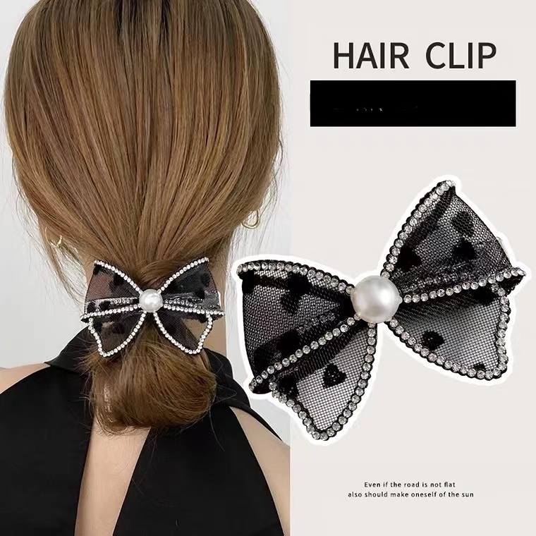 Kẹp Tóc Hình Nơ Lưới Cỡ Nhỏ Thời Trang Mùa Xuân Xinh Xắn Cho Bé Gái