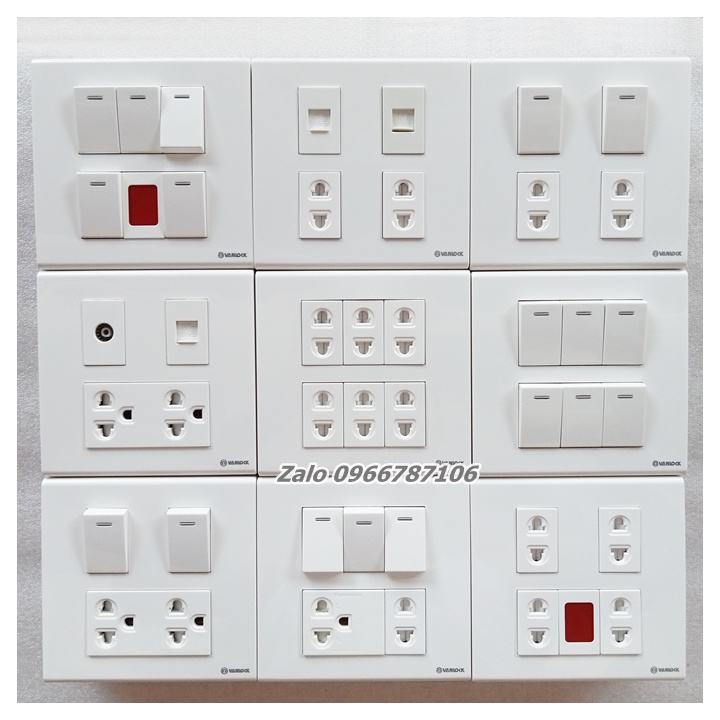 COMBO Ổ cắm - Công tắc - Hạt Ổ TV, Mạng lan SINO - S18CC Chính hãng