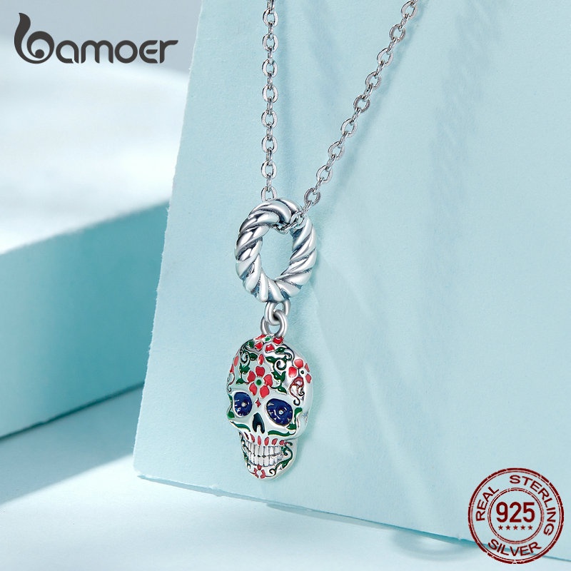 BAMOER Mặt Vòng cổ Hình Đầu Lâu bạc 925