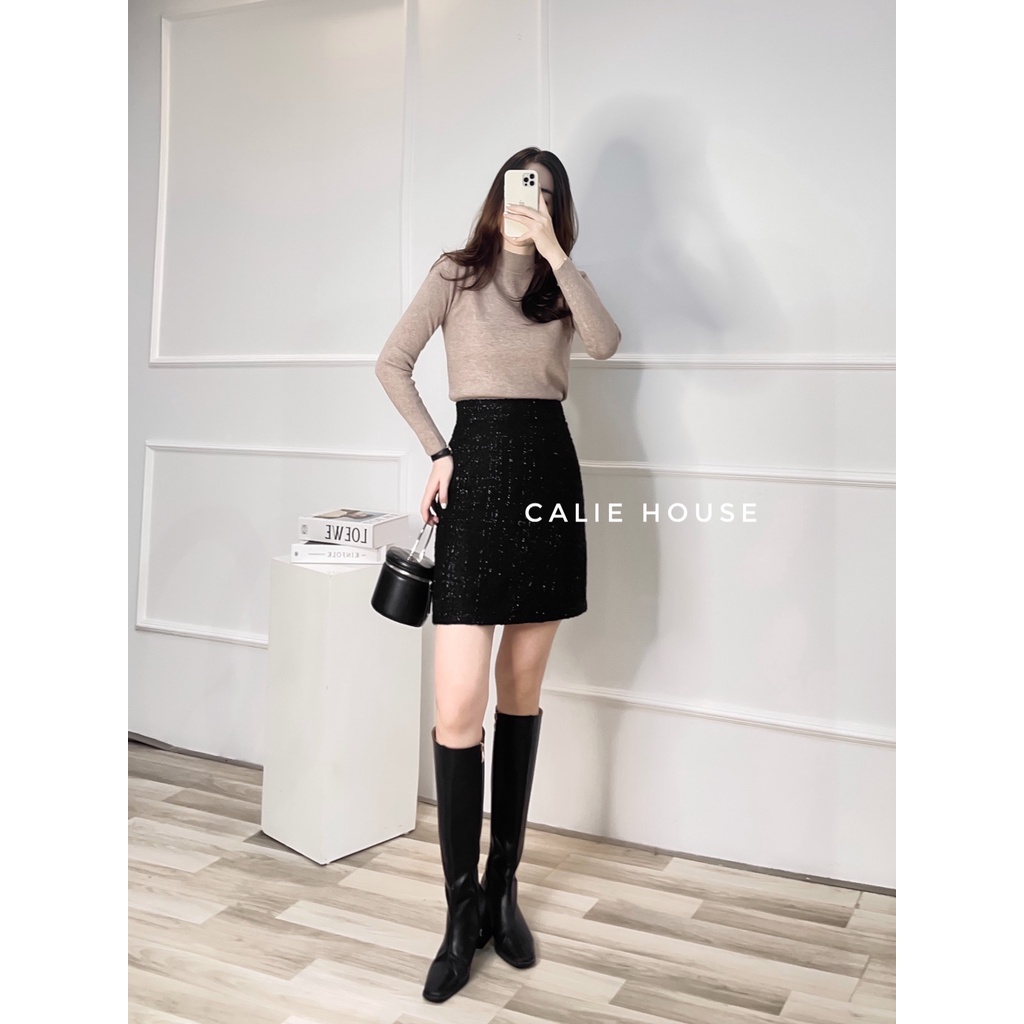 Áo len tăm cổ 3 phân basic thời trang nữ Calie House AL21