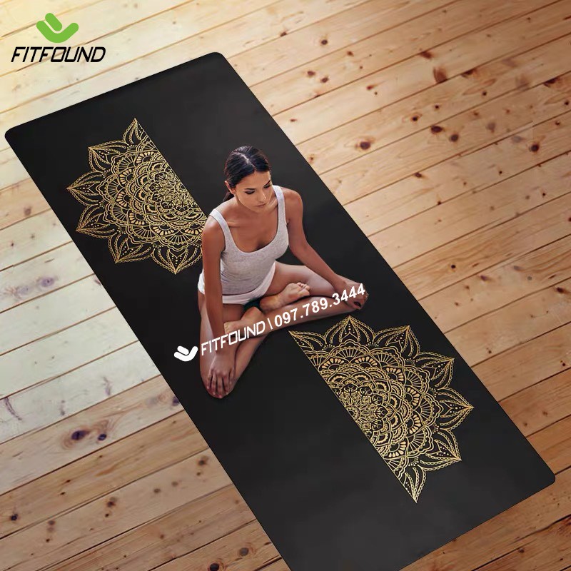 Thảm Cao Su PU 4.5mm In Hoa Mandala Chống Trơn Trượt Tuyệt Đối Tập Yoga Gym Pilates Thể Dục