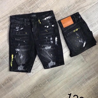 Quần SHORT jean nam vẩy Sơn phối rách _ quần sọt nam