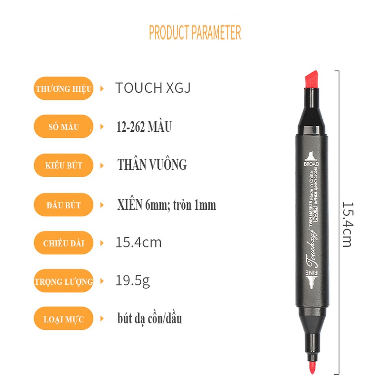 [Rẻ vô đối] Bút màu dạ marker chuyên nghiệp TOUCH kèm túi vải họa cụ vẽ tranh cao cấp 30 / 40 / 60 / 80 / 168 màu