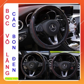 Bọc vô lăng - bọc vô lăng ô tô - da pu cao cấp, ôm khít, chống trơn trượt, hàng đẹp - đen vân cacbon kẻ đỏ - m2