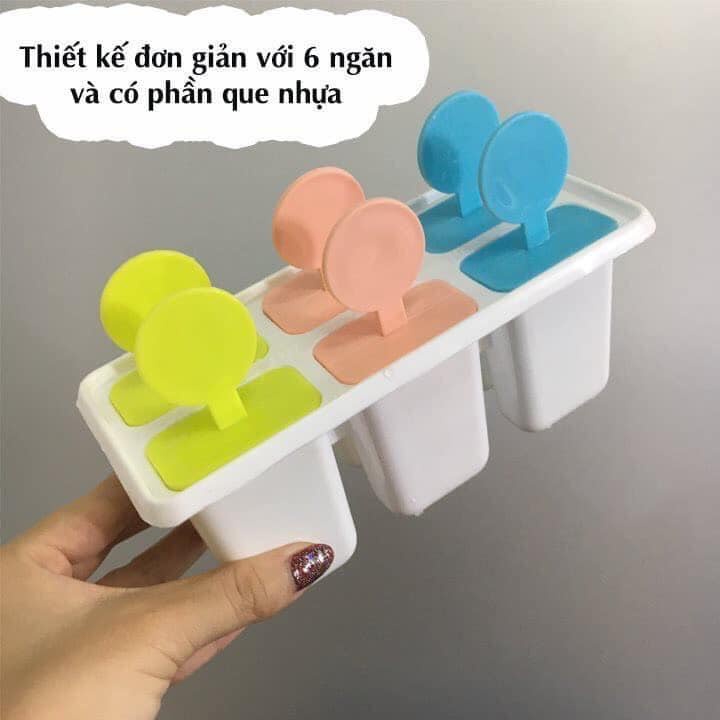 Khuôn Làm Kem Que 6 Ngăn Cho Bé - Khuôn kem que hình thỏ, hình tròn nhiều màu sắc