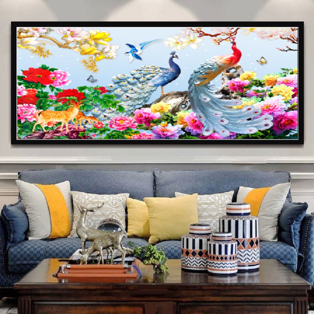 TRANH THÊU CHỮ THẬP 3D CHIM CÔNG