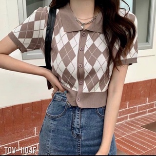 Áo len trám cổ đức ngắn tay siêu sịn sò Áo len cúc dọc hàng sẵn tại shop-thaovanshop