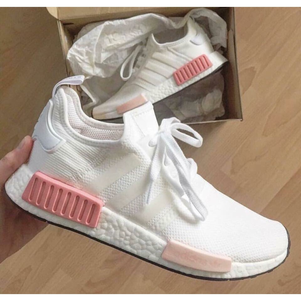 Giày Sneaker Nữ Adidas NMD R1 trắng hồng (fullbox+freeship)