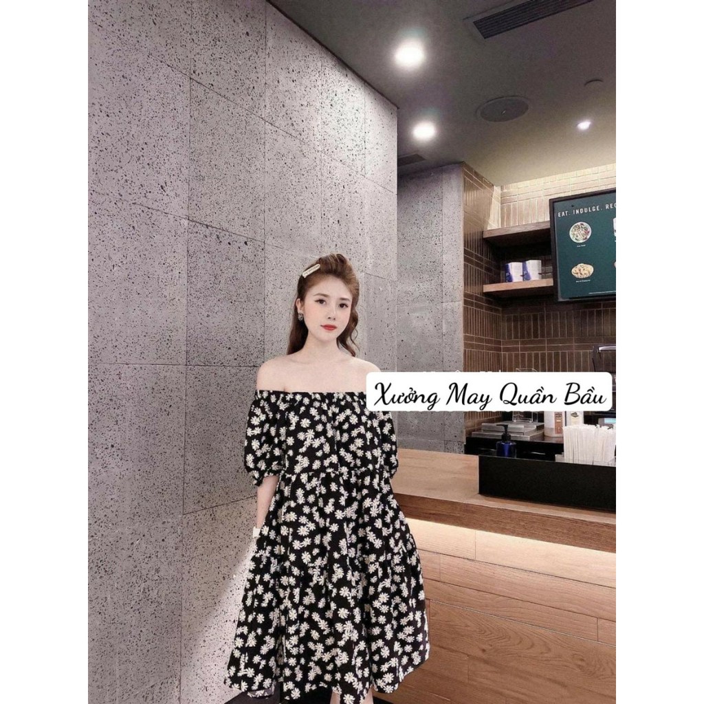 Váy Bầu thời trang hàng thiết kế trễ vai siêu xinh mặc đi chơi đi tiệc V270