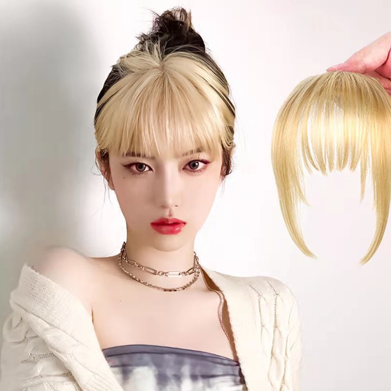 Tóc mái bằng giả nhuộm tông vàng thời trang