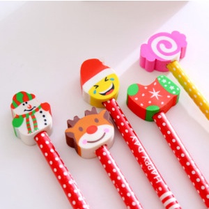 Bút chì kèm đầu tẩy Noel cute dễ thương - Bút chì gỗ đáng yêu E764