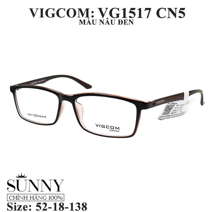 Gọng kính nam nữ thời trang Vigcom VG1517 nhiều màu chính hãng, thiết kế dễ đeo bảo vệ mắt