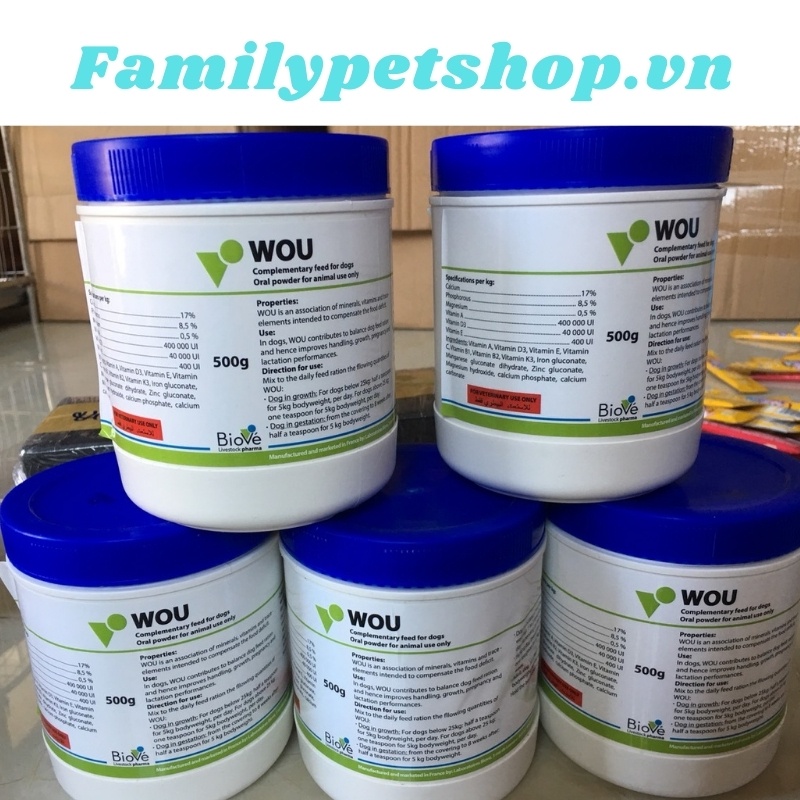 Bột khoáng WOU cho chó mèo thú cưng 500gr -familypetshop.vn