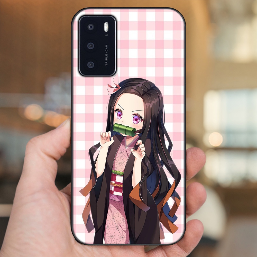 Ốp lưng Oppo A16 viền đen in hình Nezuko Kimetsu no Yaiba