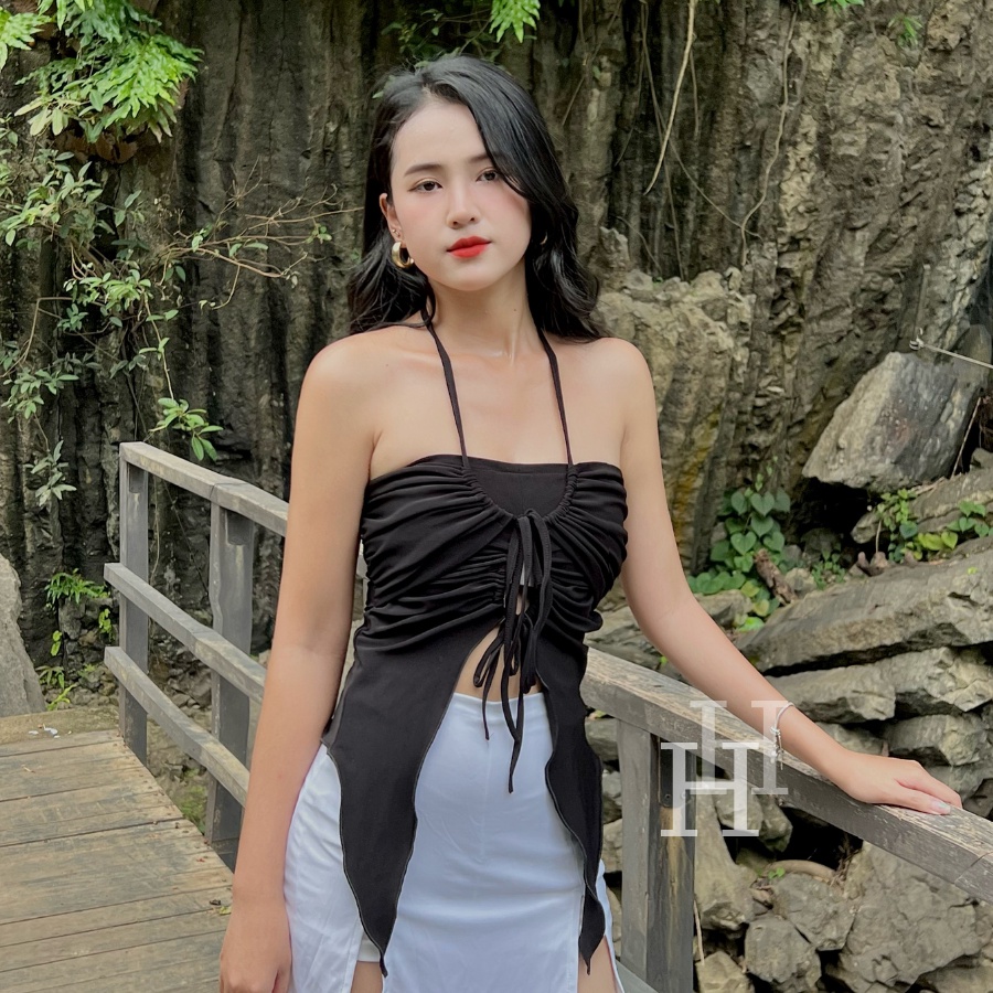 Áo croptop ống cột dây HAC143 Hỉn Hỉn Store